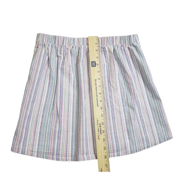 Copper Key Pastel Stripe Mini Skirt M Faux Wrap Cotton Blend Cottagecore Vibes - Picture 7 of 9